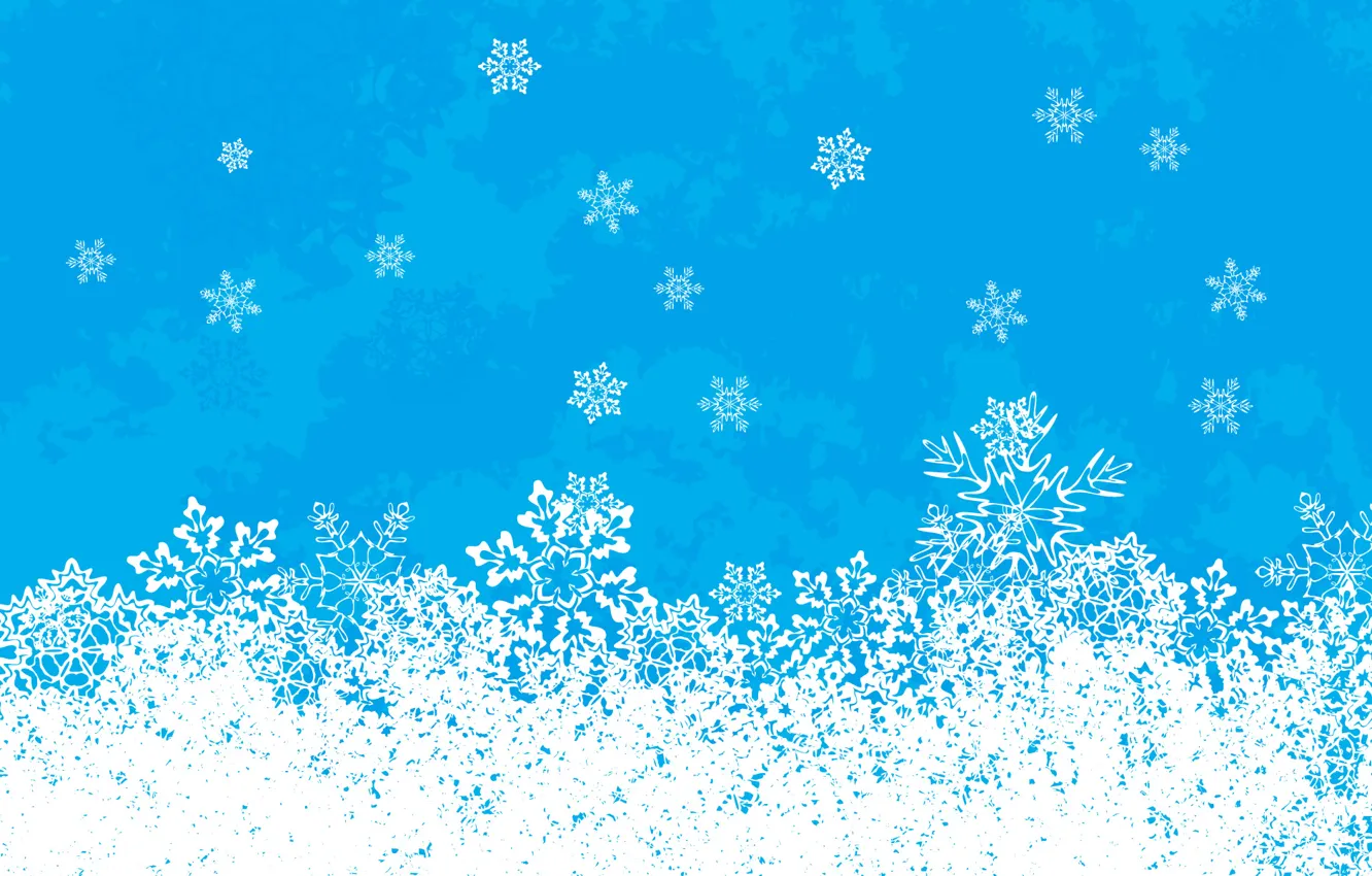 Photo wallpaper white, snowflakes, blue, new year