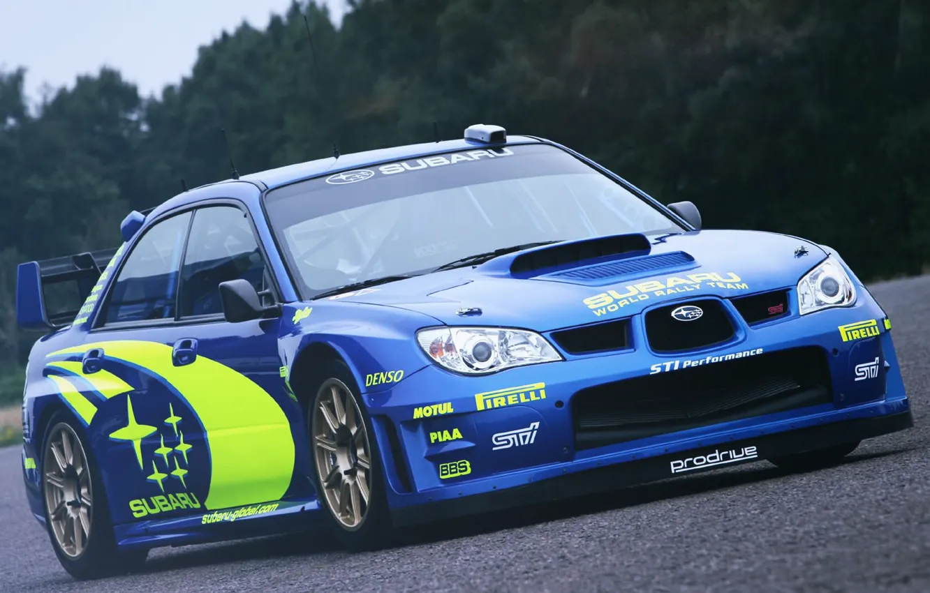 Photo wallpaper machine, auto, blue, Subaru, Impreza, WRX, car, STI