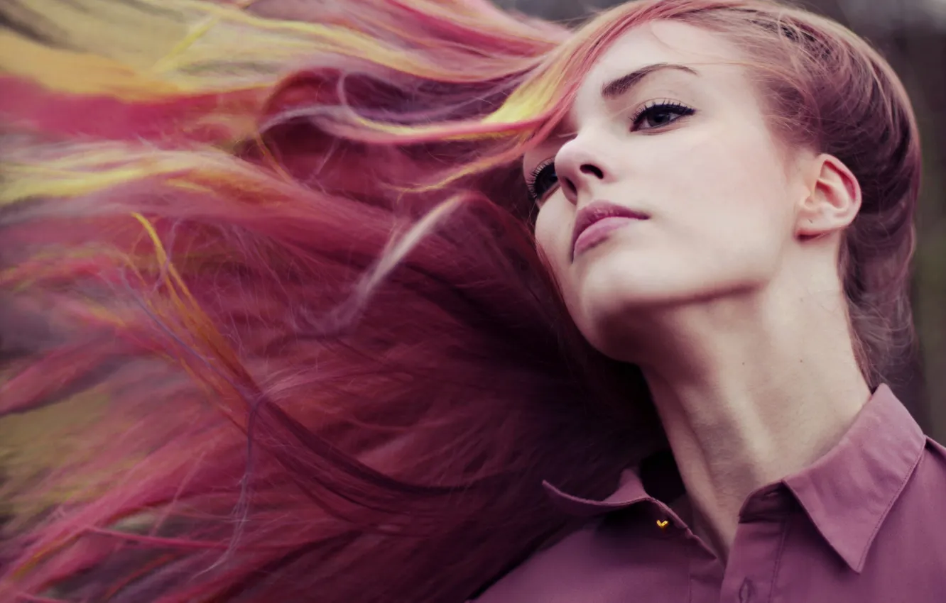 Photo wallpaper girl, the wind, romance, hair, makeup, LYRICS