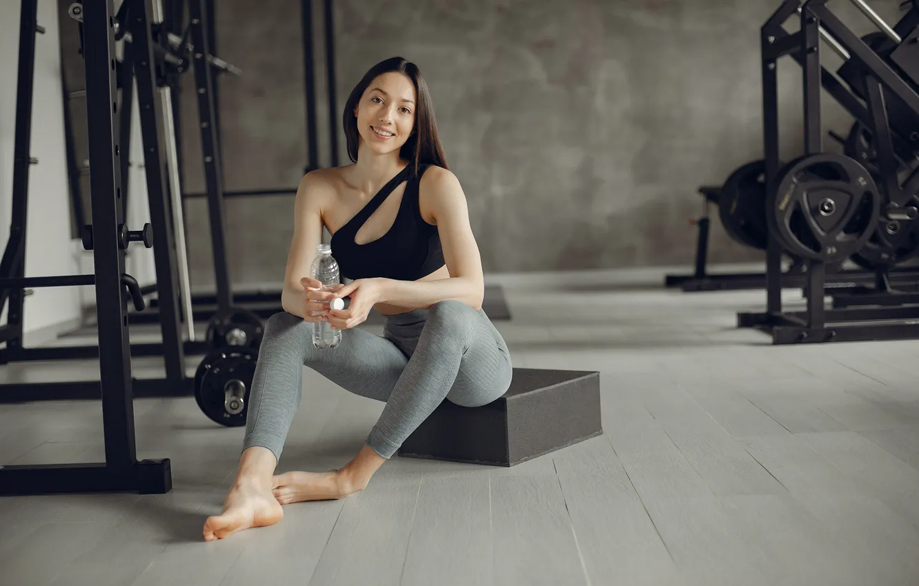 Photo wallpaper girl, beautiful, gym, engaged