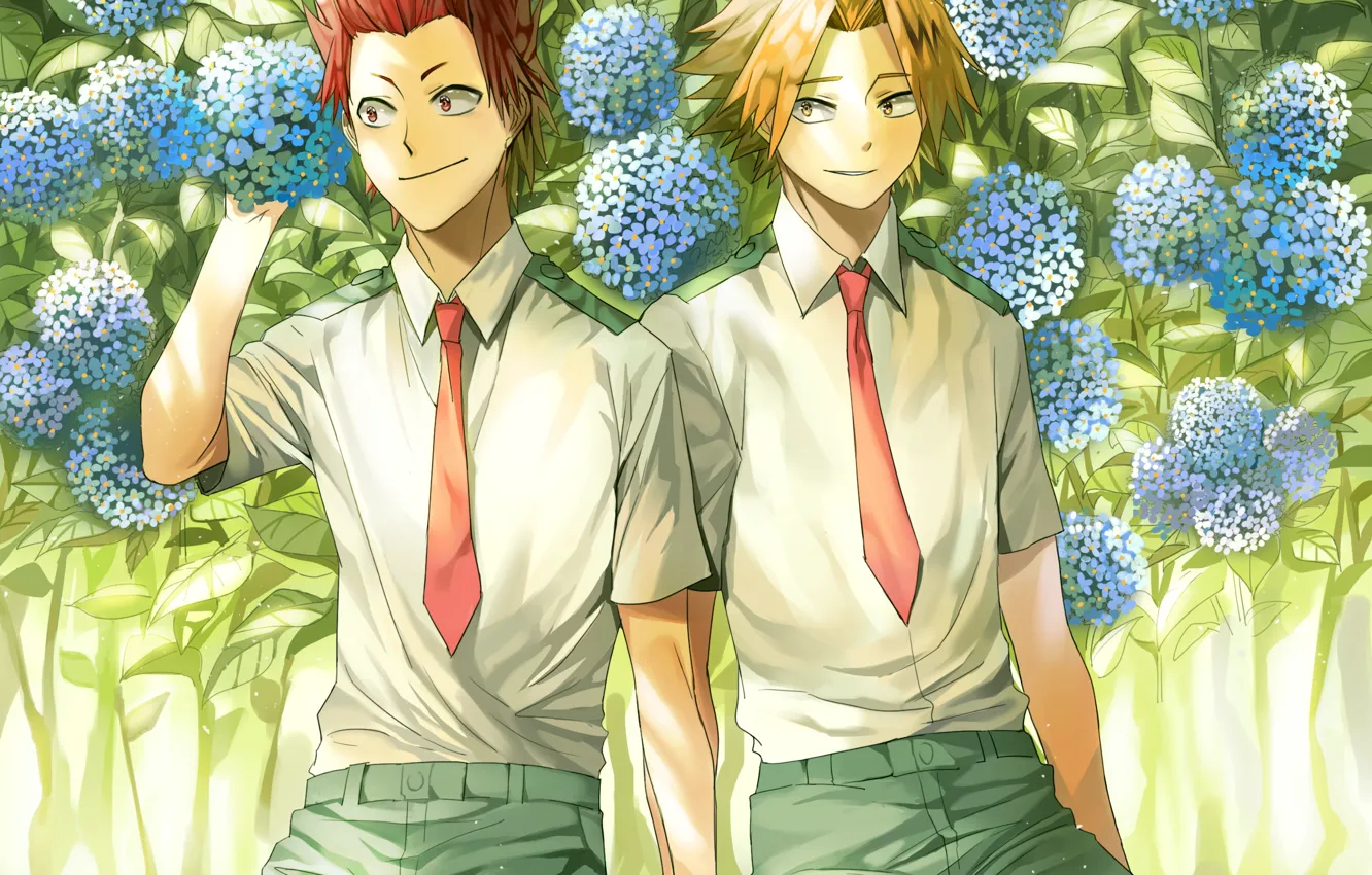 Photo wallpaper flowers, anime, guys, Boku No Hero Academy, My heroic academia