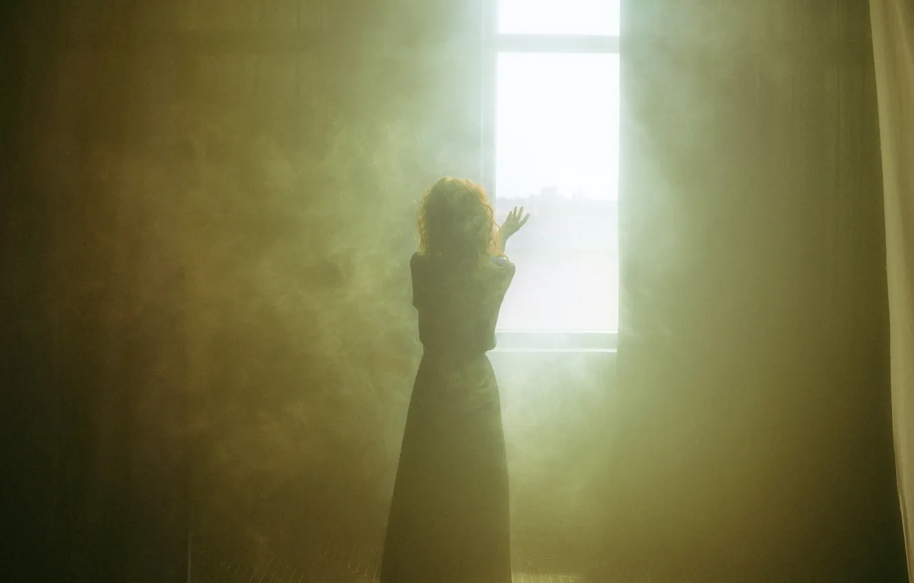 Photo wallpaper girl, light, window, art photography