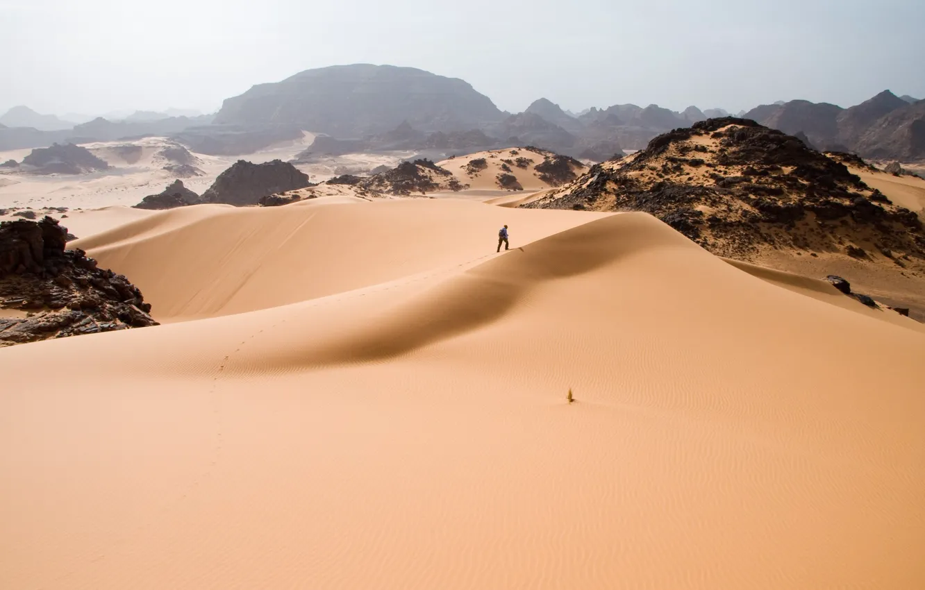 Photo wallpaper sand, desert, people, dunes