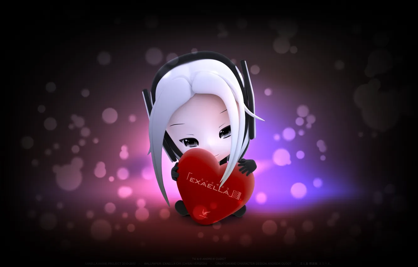 Photo wallpaper heart, anime, Valentine, saver, I love it, Axilla, Exaella