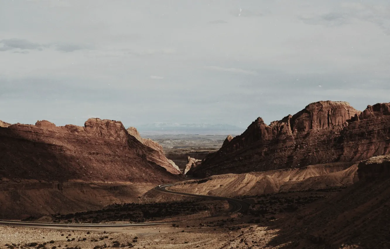 Photo wallpaper road, sky, desert