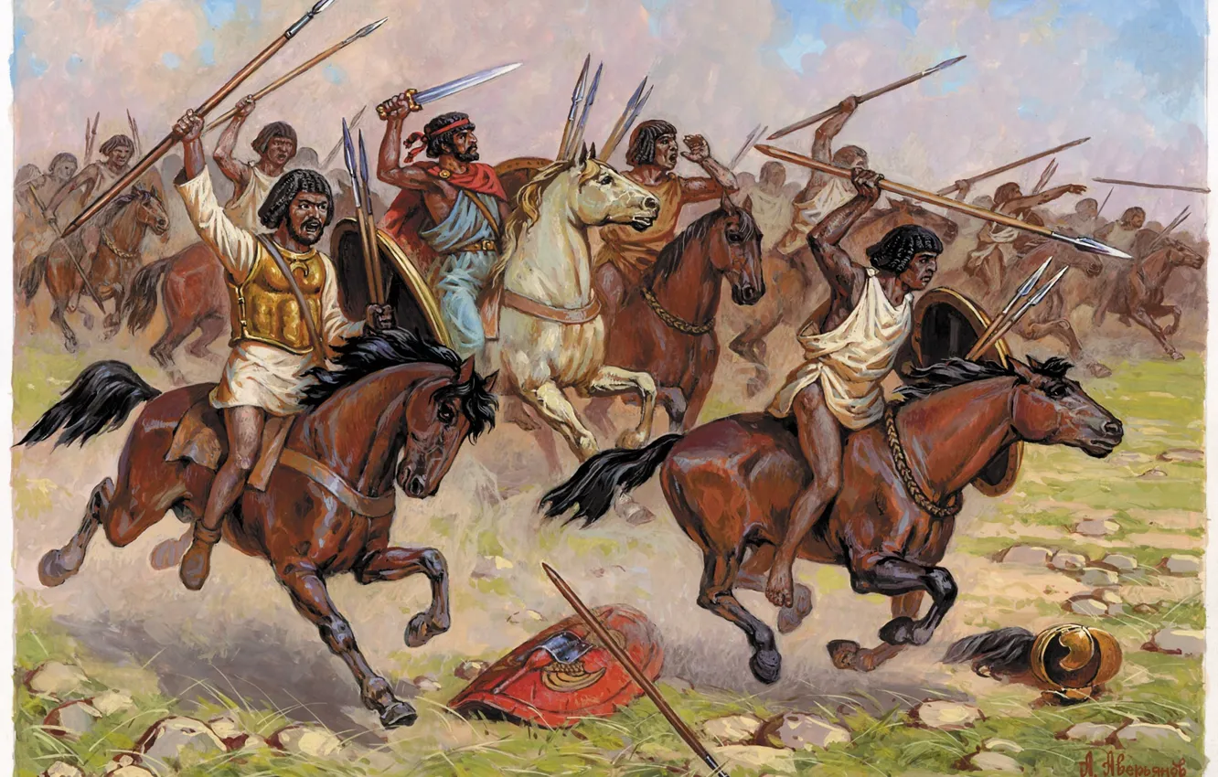 Photo wallpaper horse, figure, sword, large, art, Africa, battle, Darts