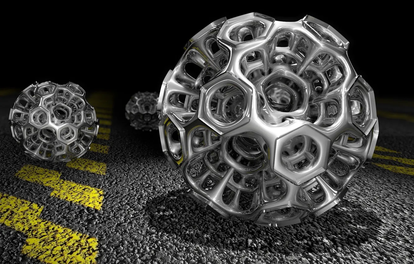 Photo wallpaper asphalt, grey, balls