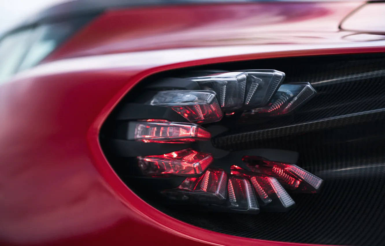 Photo wallpaper red, Aston Martin, coupe, headlight, form, Zagato, 2020, V12 Twin-Turbo