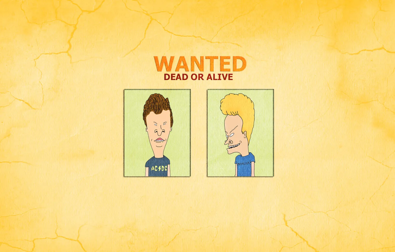Photo wallpaper the inscription, minimalism, the trick, Beavis and Butt-head, Beavis and Butthead, Wanted Dead Or Alive