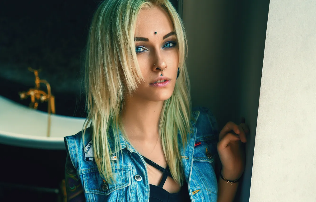 Photo wallpaper girl, sweetheart, model, Face, Wallpaper, Portrait, Piercing, beautiful