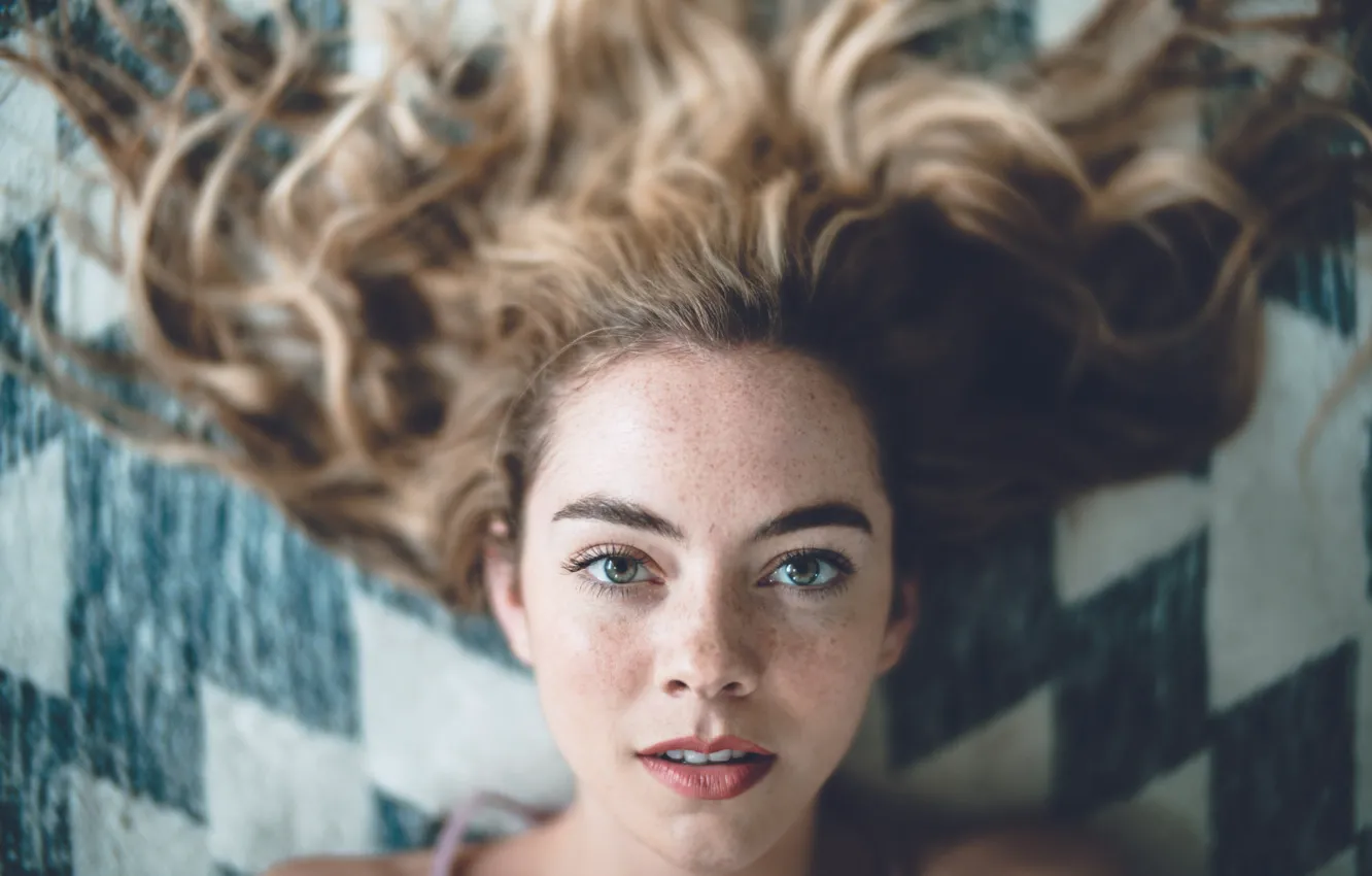 Photo wallpaper girl, freckles, curls, Zach Allia, Bad hair day