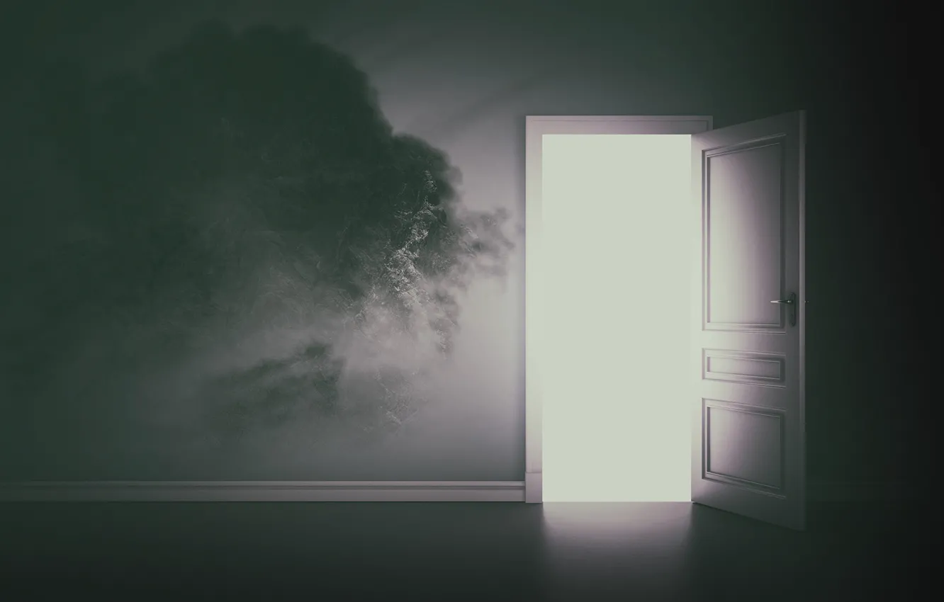 Photo wallpaper light, the door, output