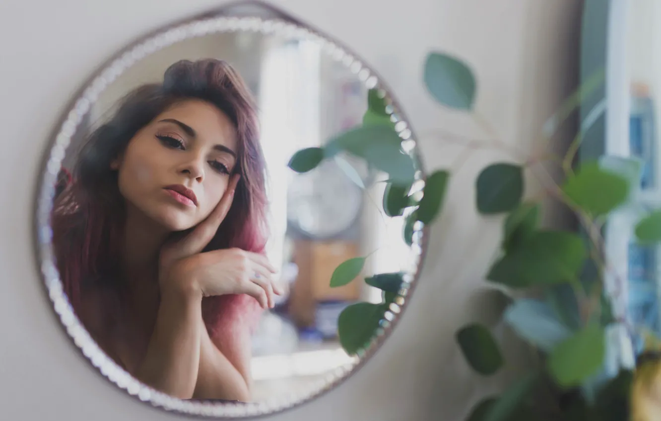 Wallpaper girl, Model, pink hair, photo, mood, bokeh, face, reflection ...