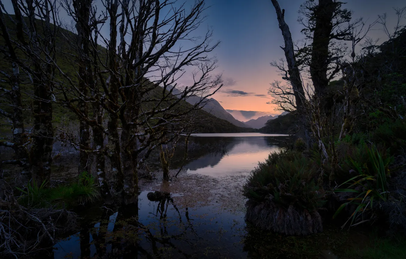 Photo wallpaper mountains, lake, New Zealand