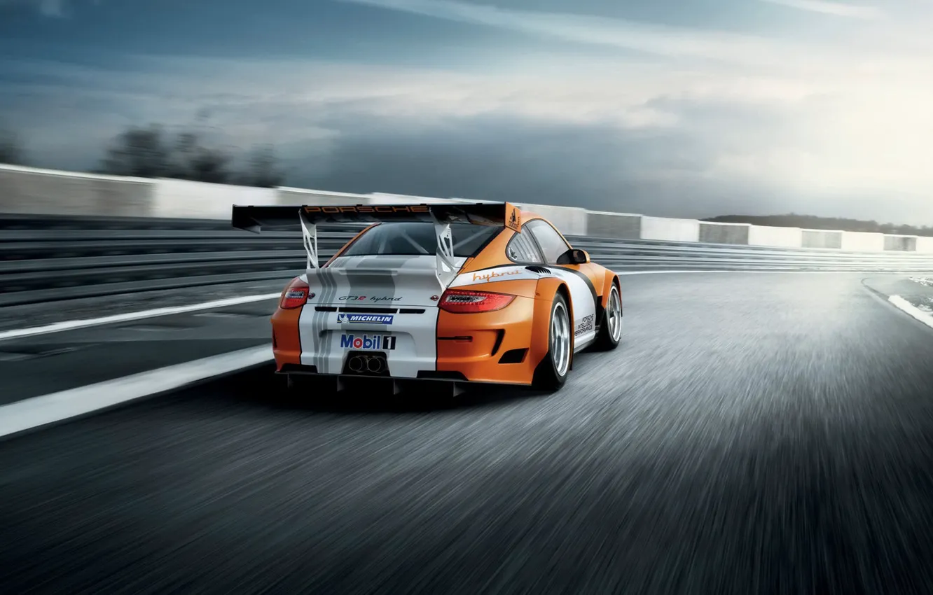 Photo wallpaper track, race, sports car, Porsche, Porsche 911