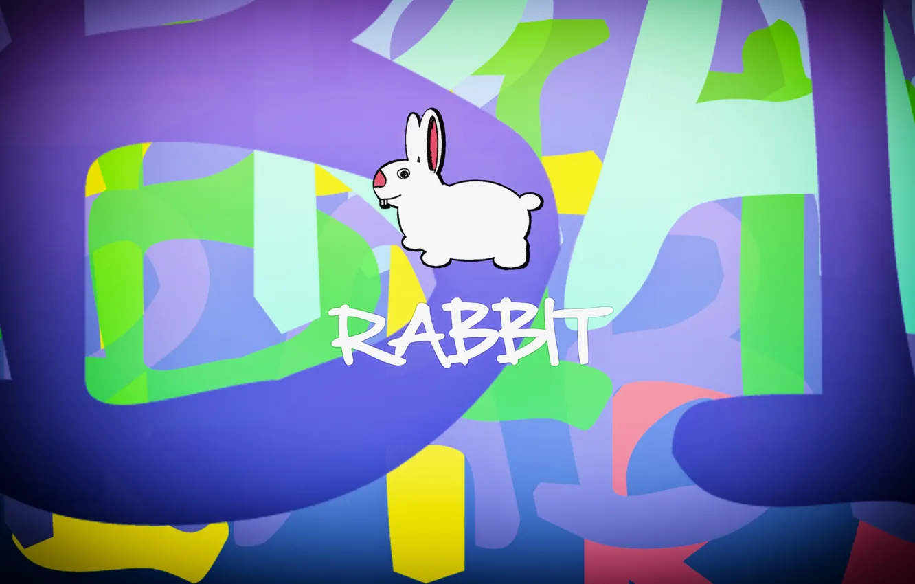 Photo wallpaper letters, animal, figure, rabbit, rabbit, different colors, colorful background