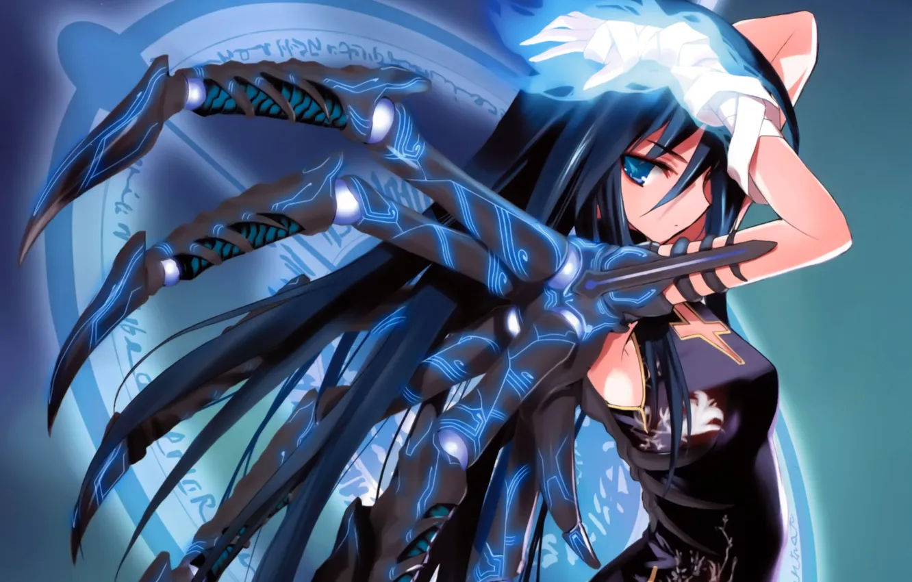 Photo wallpaper girl, magic, wings, hands, art, pentagram, bandages, hima