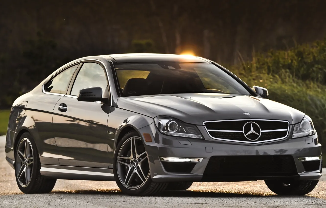 Photo wallpaper glare, grey, coupe, Mercedes-Benz, supercar, Mercedes, AMG, Coupe