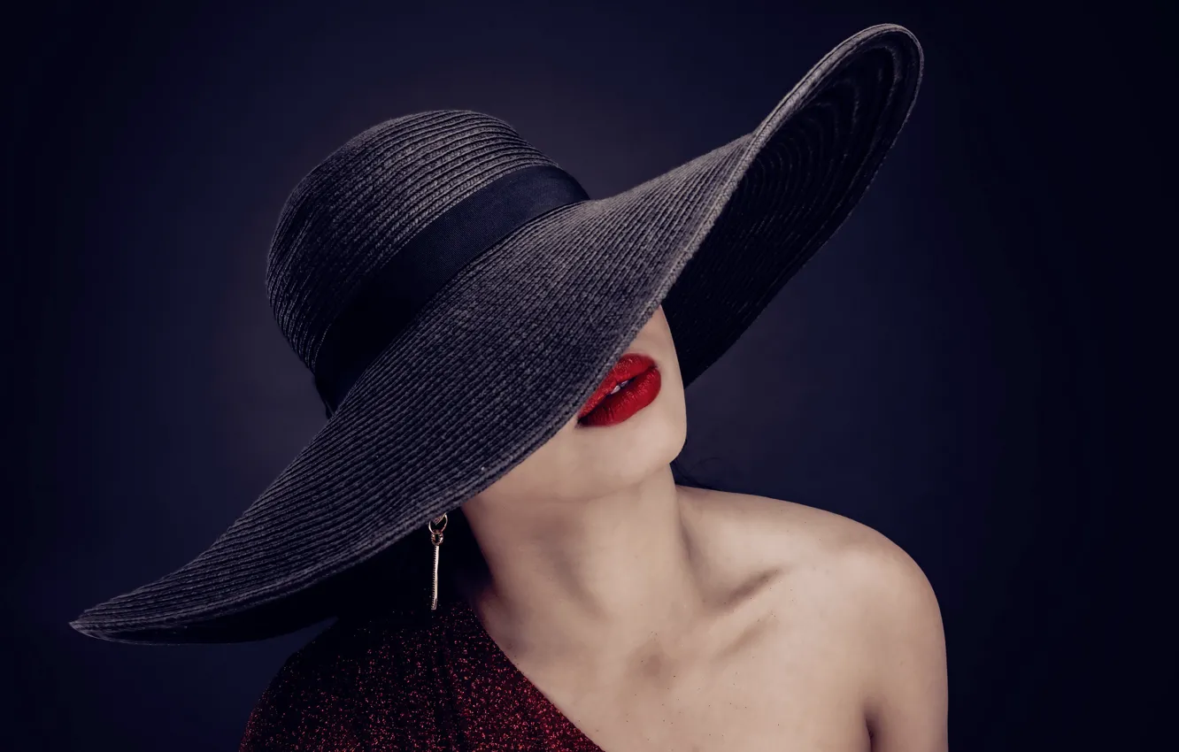 Photo wallpaper girl, makeup, hat