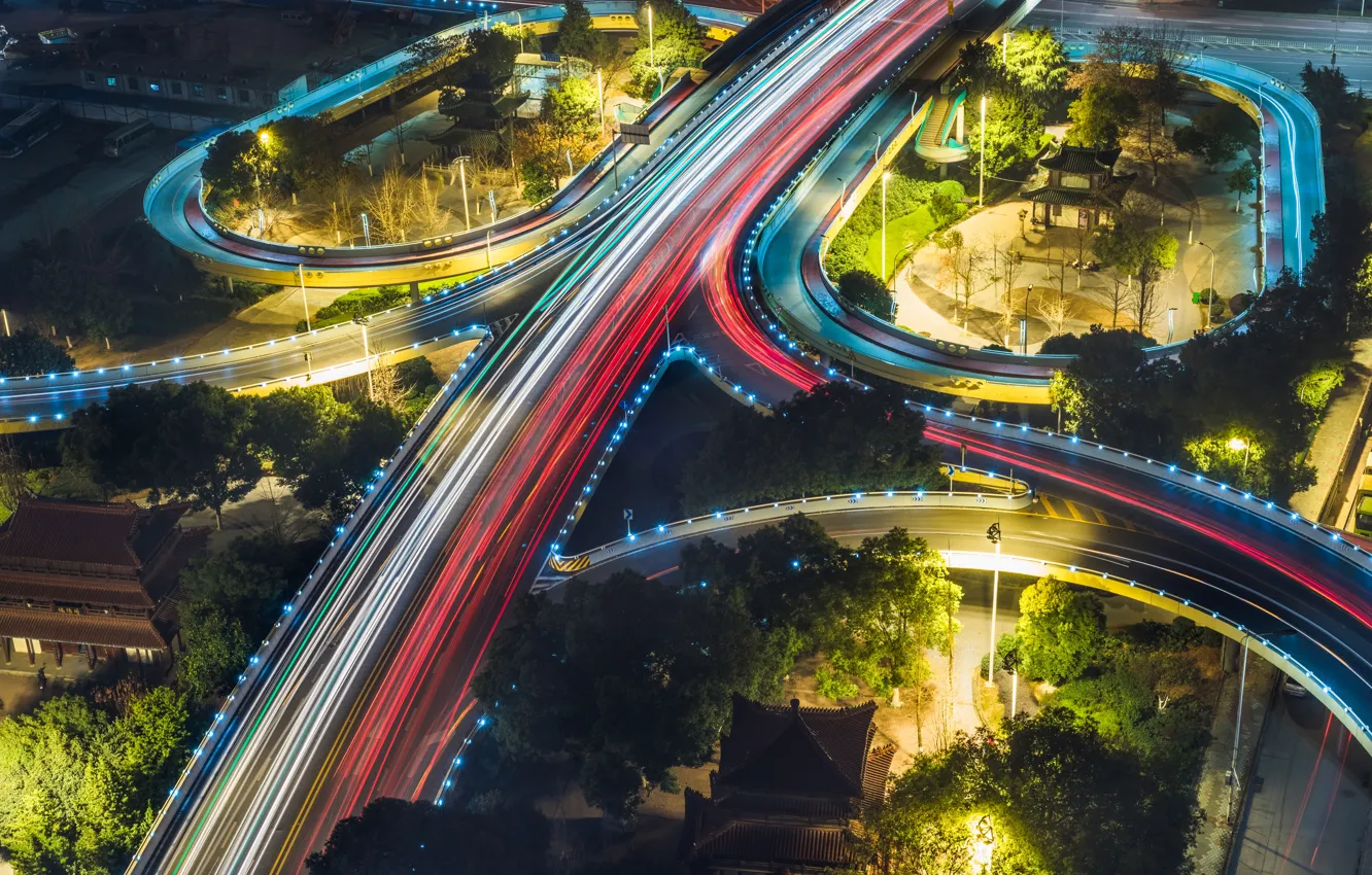 Photo wallpaper the city, movement, excerpt, blur, night, bokeh, wallpaper., feel of speed