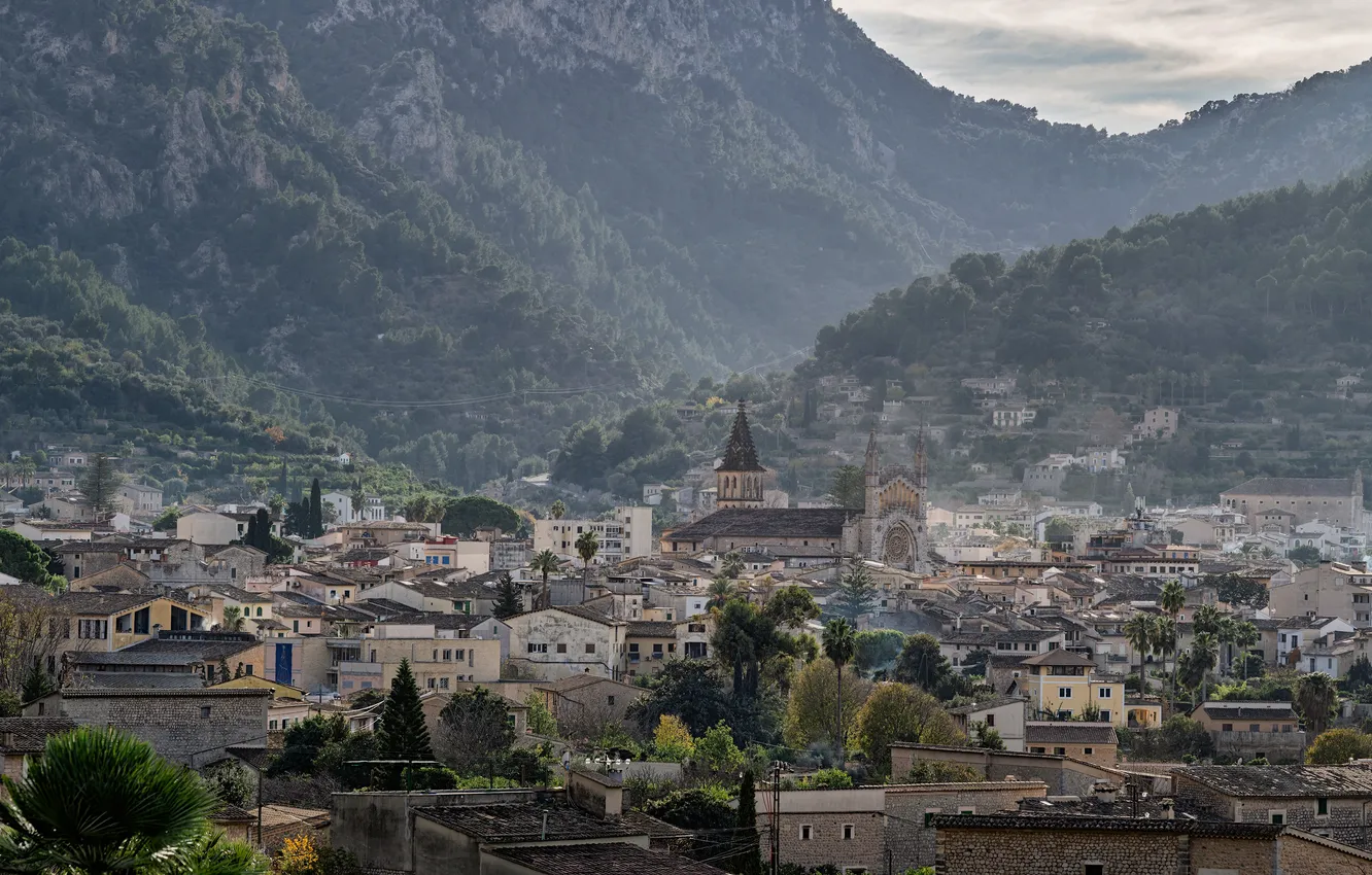 Photo wallpaper mountains, home, Spain, Mallorca, Mallorca