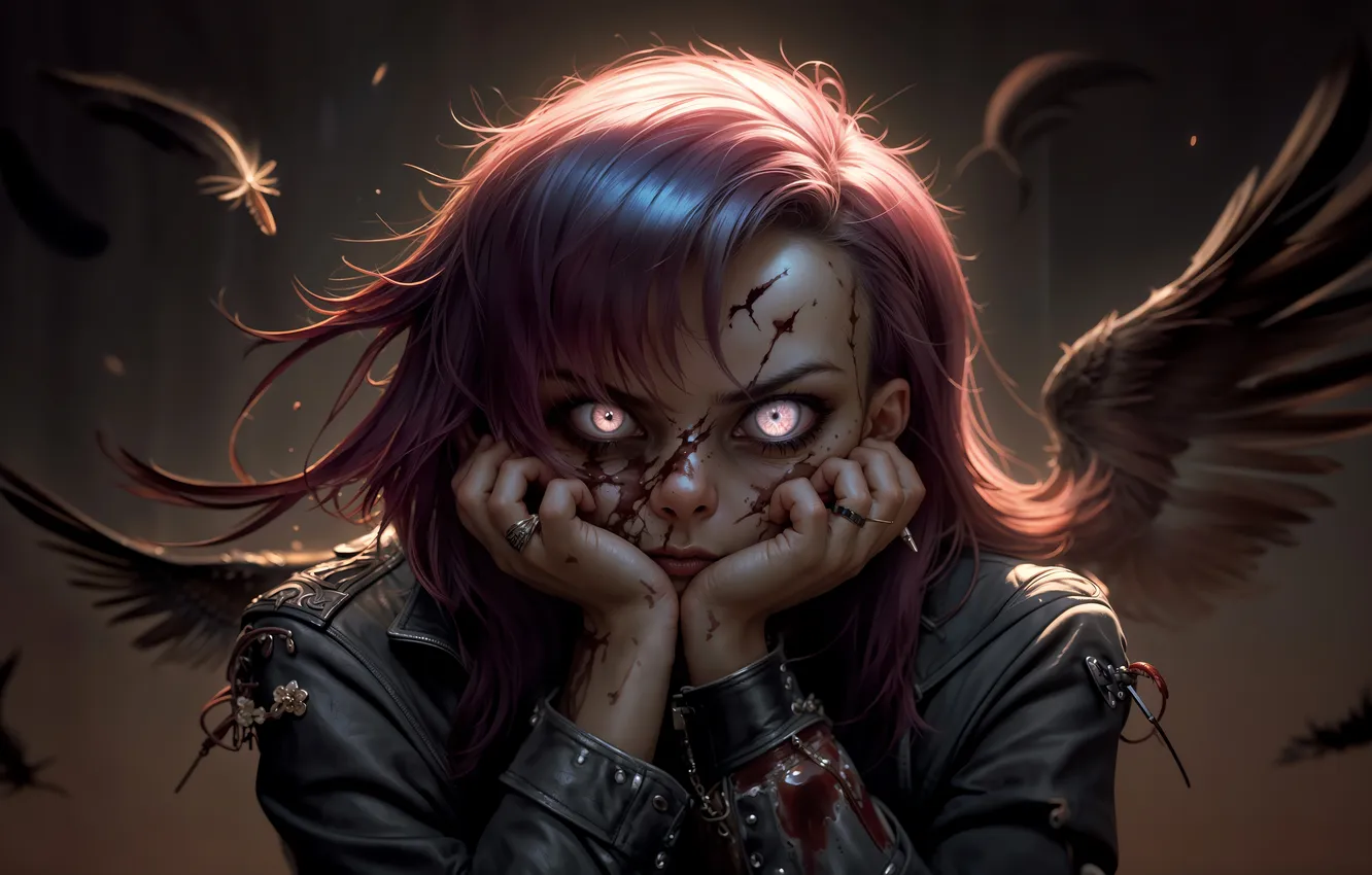 Photo wallpaper eyes, look, girl, hair, wings, It's Monday again