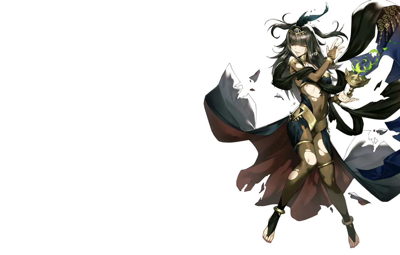 Photo wallpaper girl, sexy, green eyes, long hair, dress, anime, beautiful, pretty