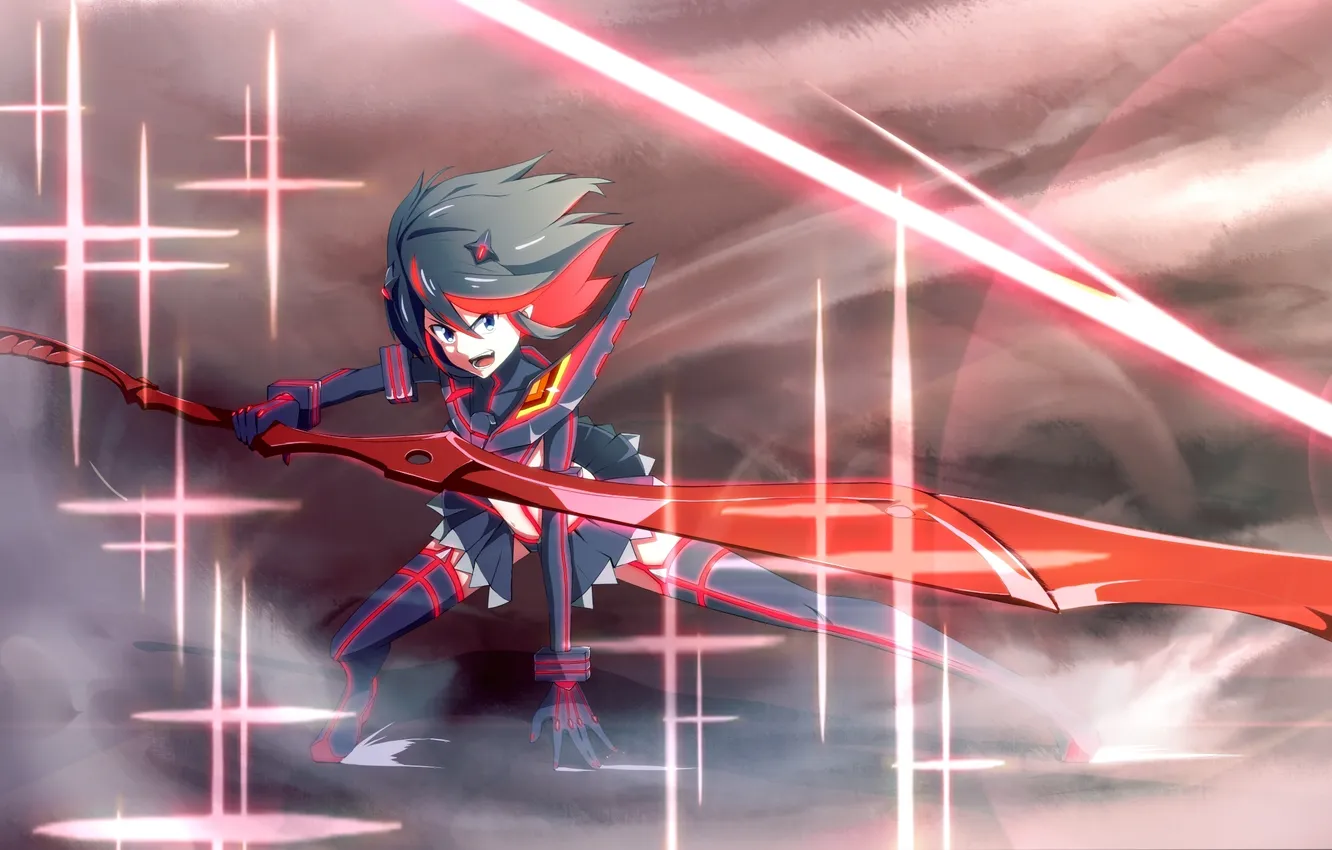 Photo wallpaper look, girl, weapons, gesture, art, kill la kill, matoi ryuuko, suemitsu fami