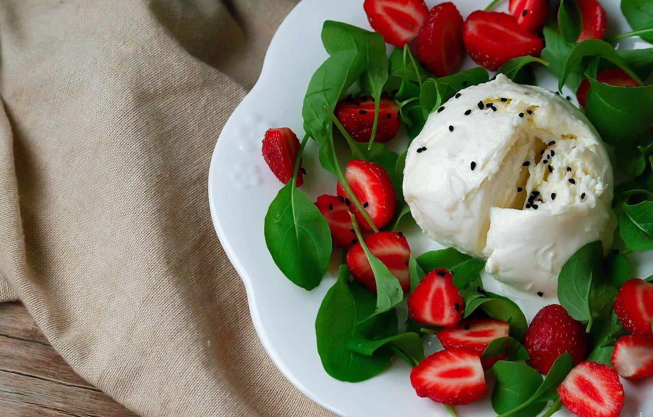 Photo wallpaper berries, strawberry, ice cream, dessert