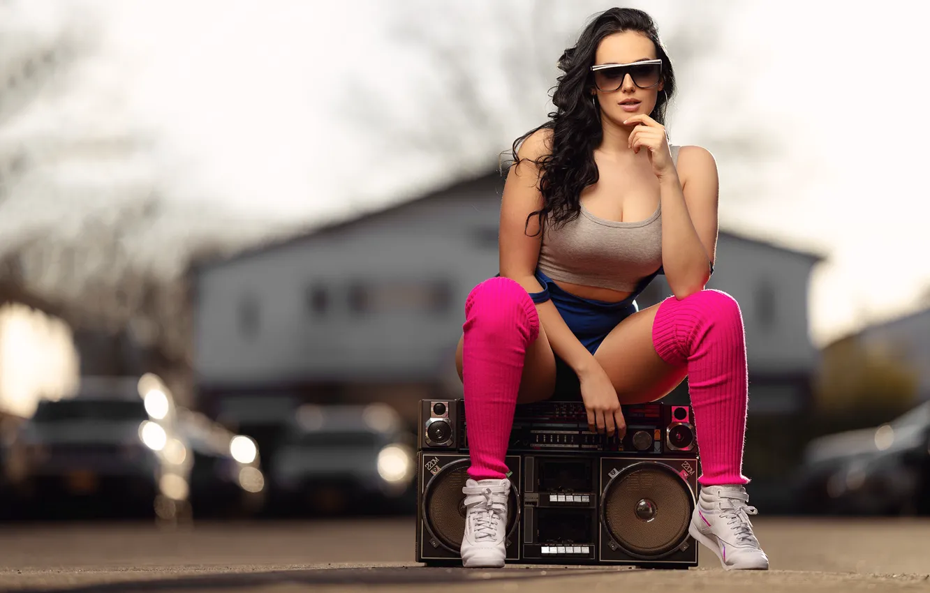 Photo wallpaper chest, retro, neckline, legs, tape, Brett Josephs, Boom Box