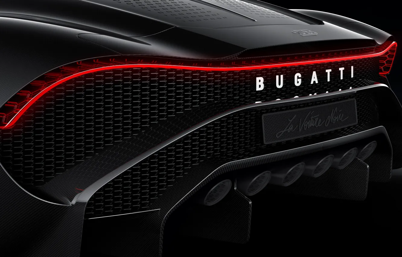 Photo wallpaper Bugatti, rear view, hypercar, 2019, The Black Car