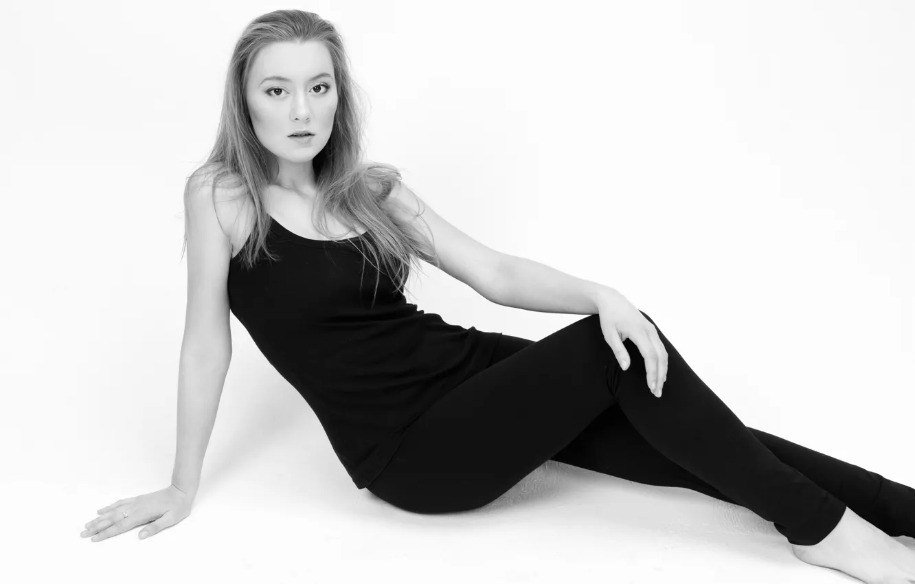 Photo wallpaper girl, pose, body, black and white