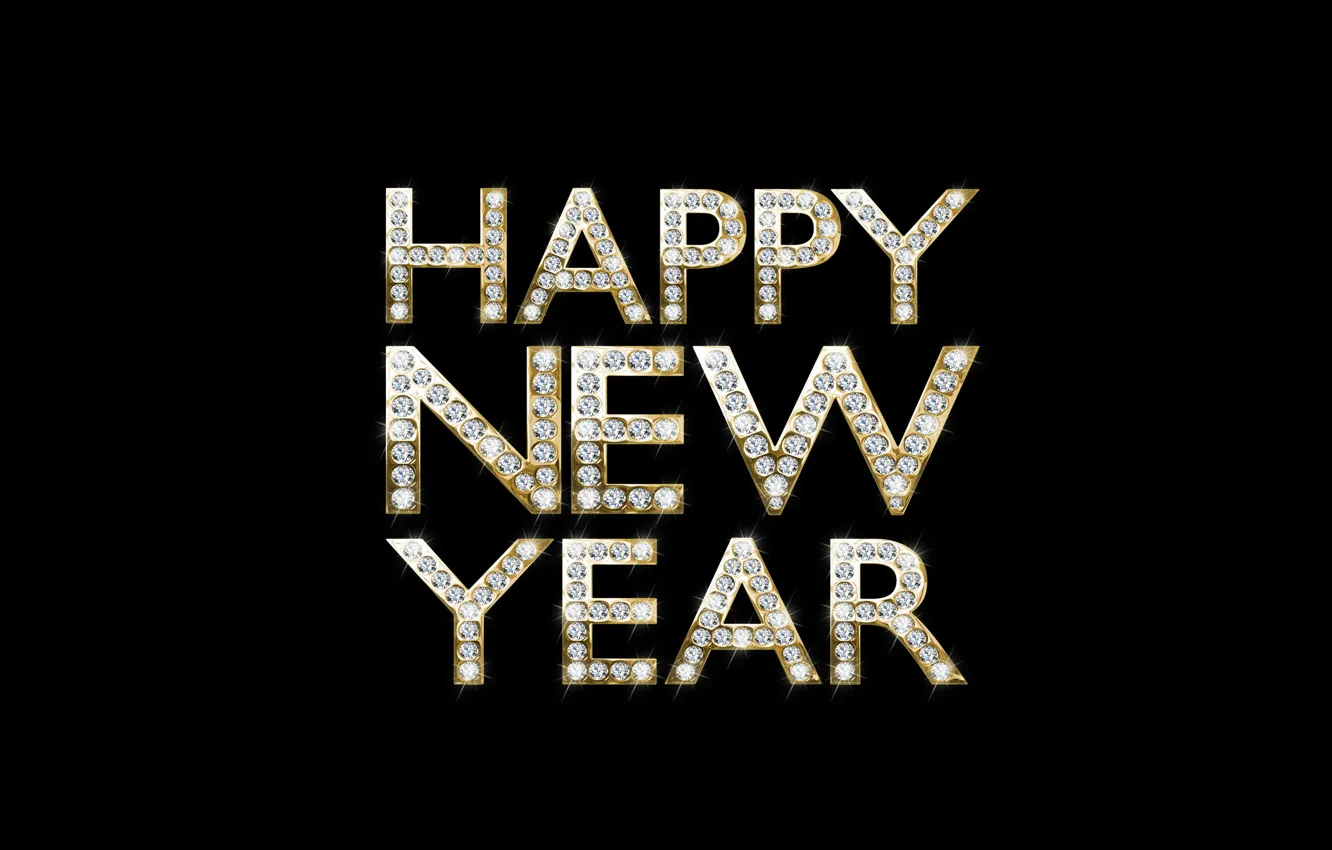 Photo wallpaper letters, gold, new year, diamonds, gold, New Year, Happy, diamonds