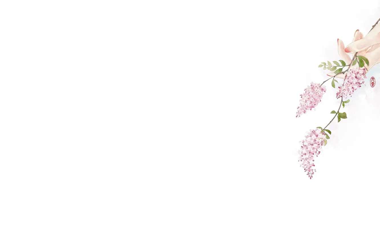 Photo wallpaper sprig, tenderness, hands, art, jiuxiaoty
