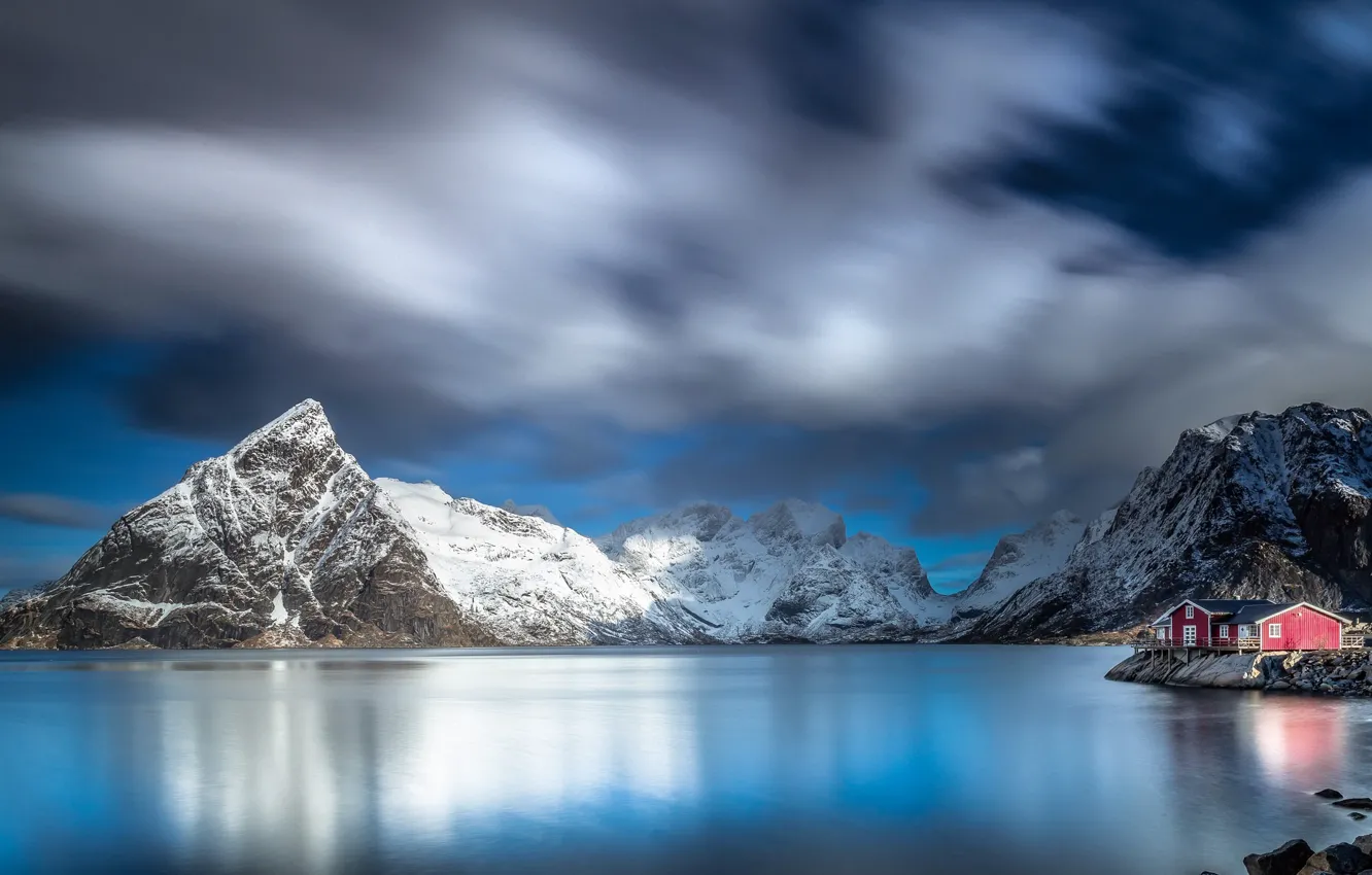 Photo wallpaper sea, mountains, shore, Norway, The Lofoten Islands
