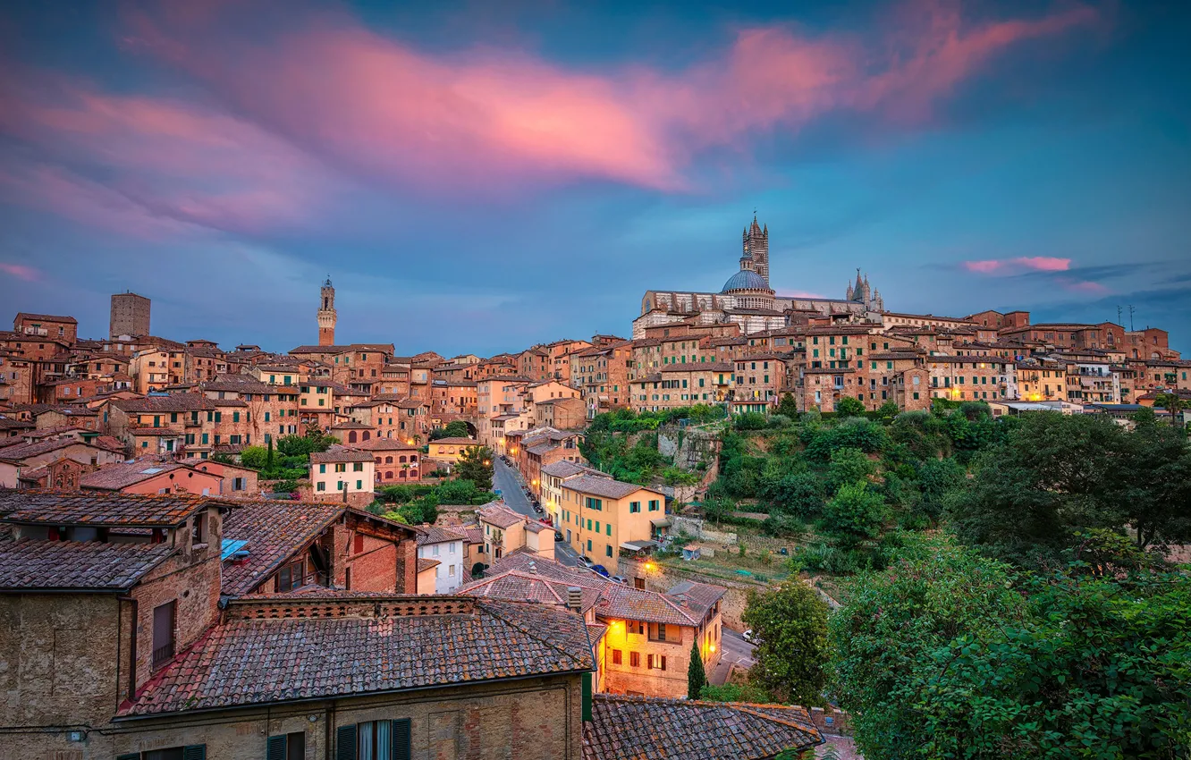 Photo wallpaper the sky, trees, building, home, Italy, Italy, Tuscany, Tuscany