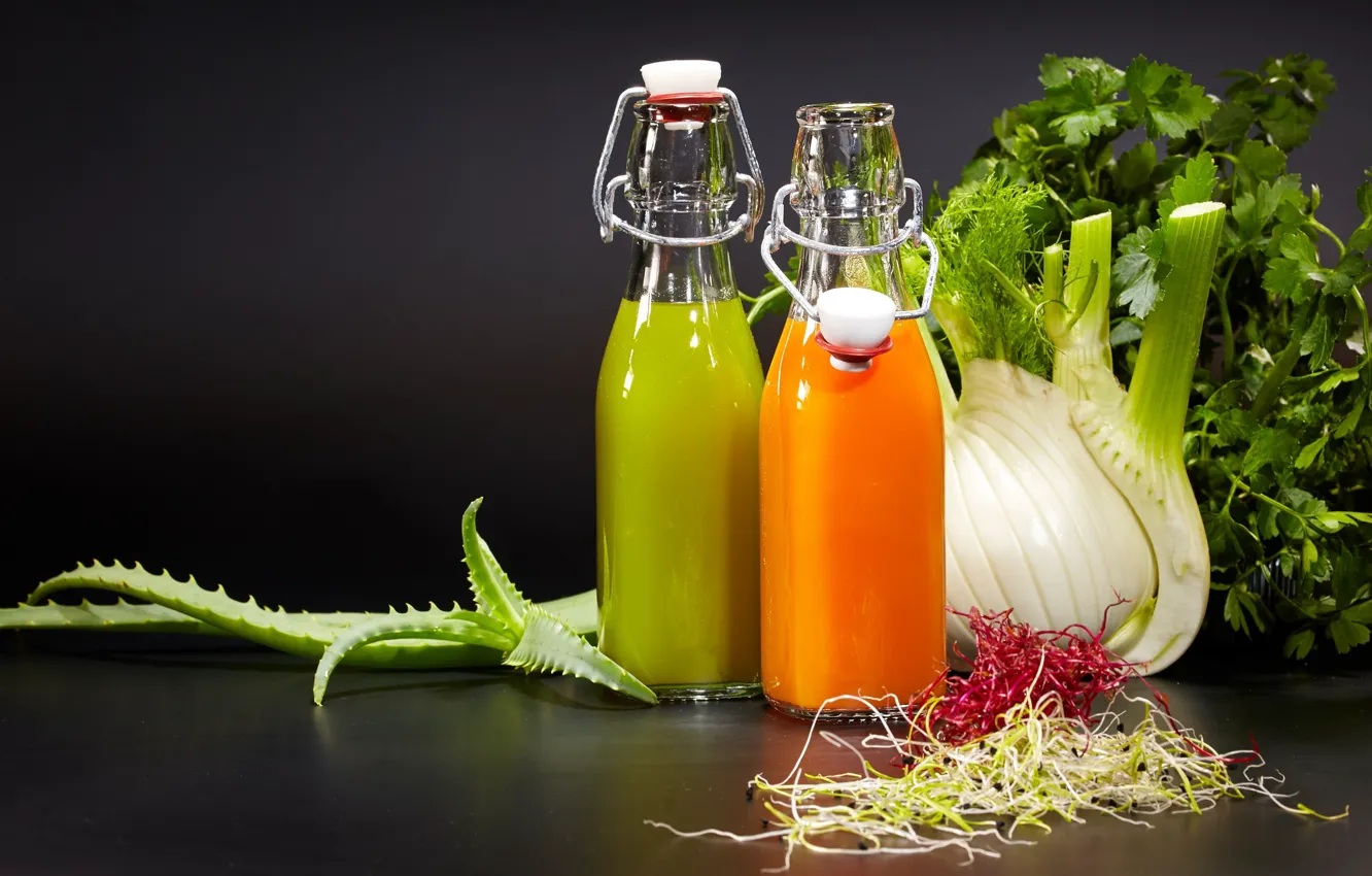 Photo wallpaper greens, juice, aloe