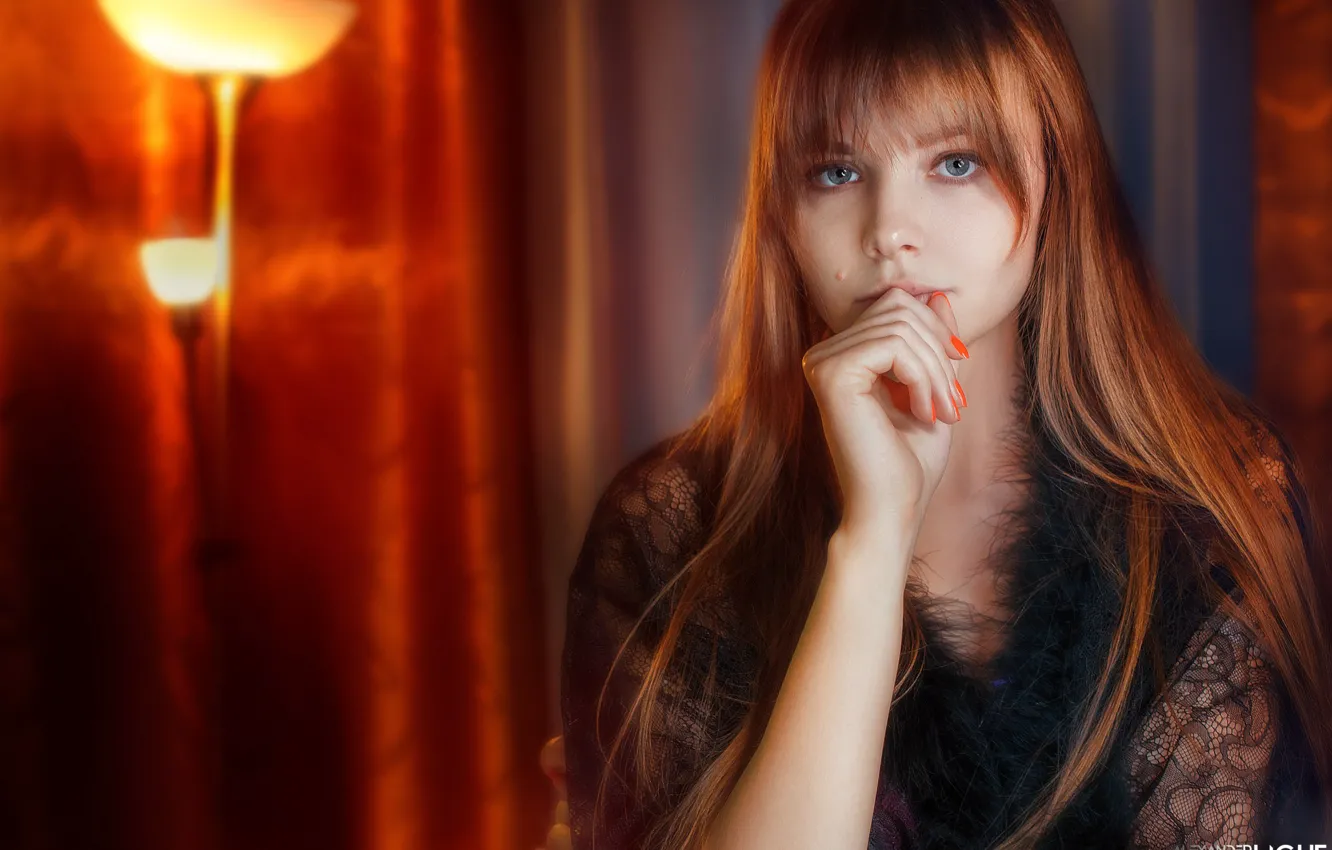 Wallpaper Look Hand Portrait Red Redhead Long Hair Anastasia Ljubytinsky Alexander 9080