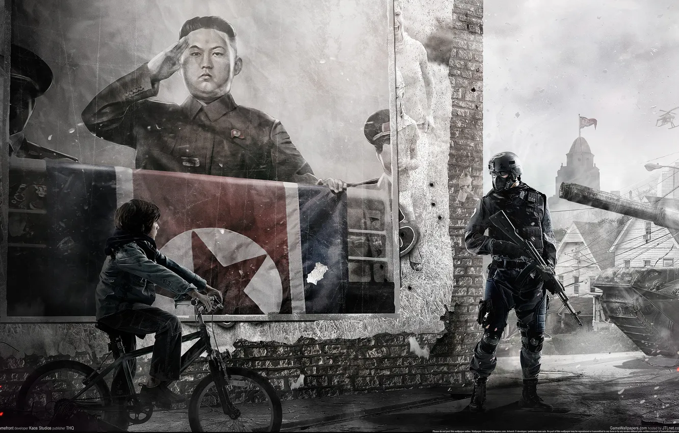 Photo wallpaper bike, poster, soldiers, the leader, Homefront, The DPRK, Kim Jong-UN