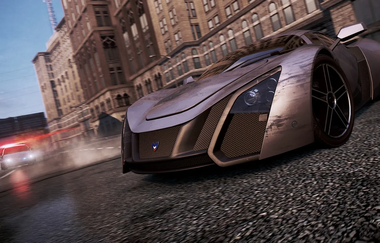 Photo wallpaper machine, asphalt, the city, police, scratches, sports car, need for speed most wanted 2, MaRussia …