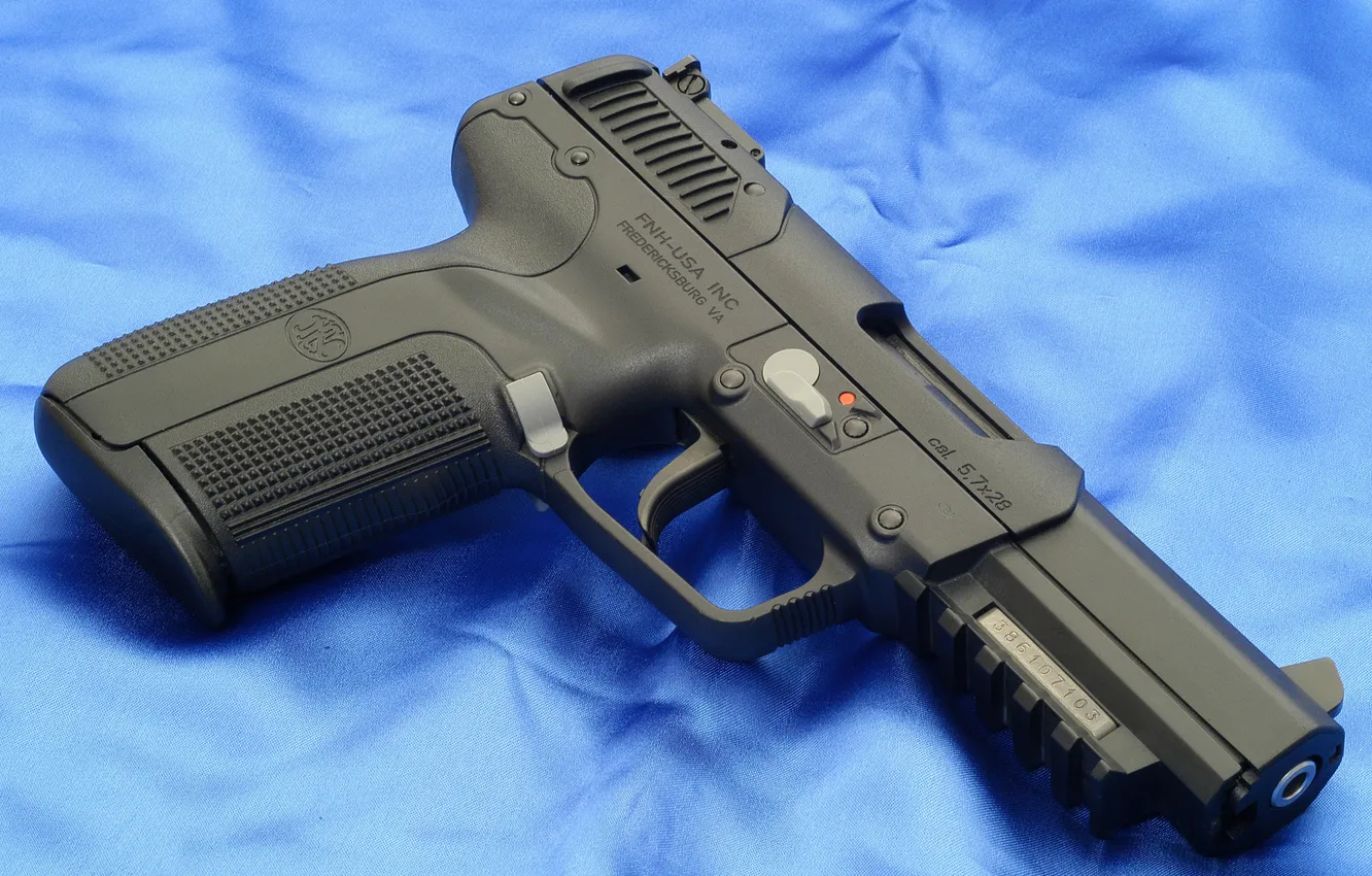 Photo wallpaper pistol, blue, 7mm, Pistol FN Herstal Pistol cal. 5