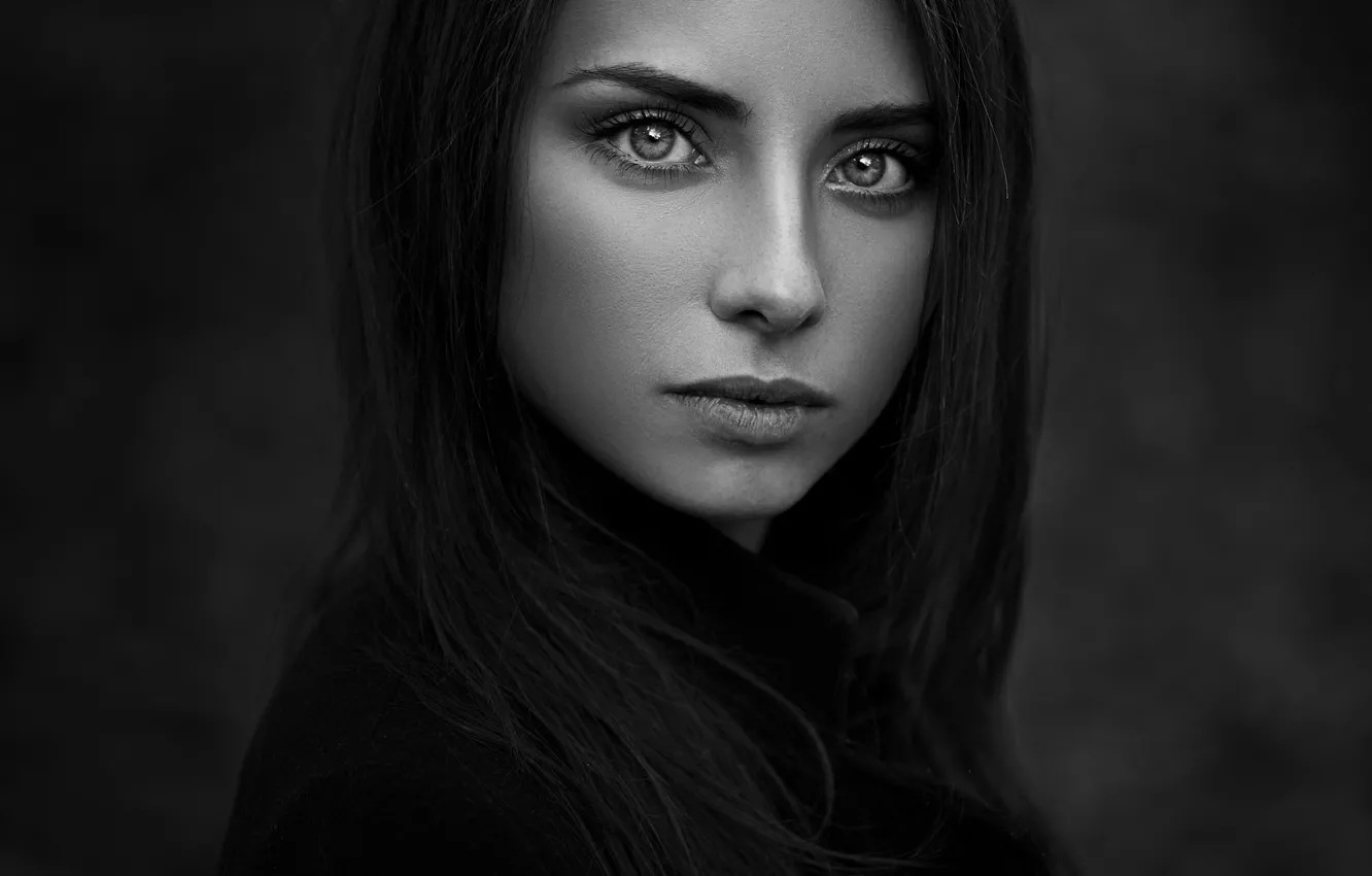 Photo wallpaper girl, portrait, b/W photo, Natalie