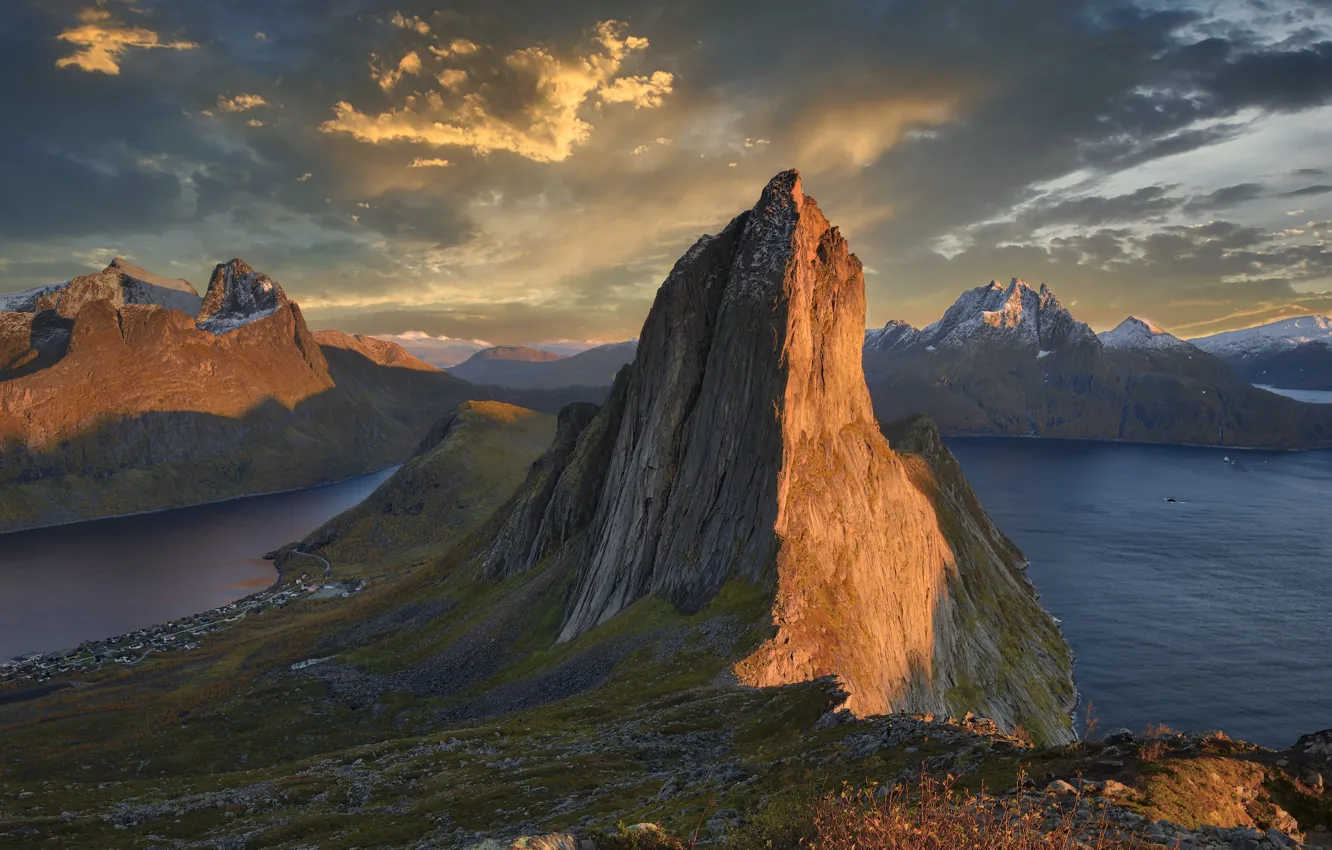 Photo wallpaper sea, landscape, mountains, nature, rocks, Norway, The Lofoten Islands, Senja