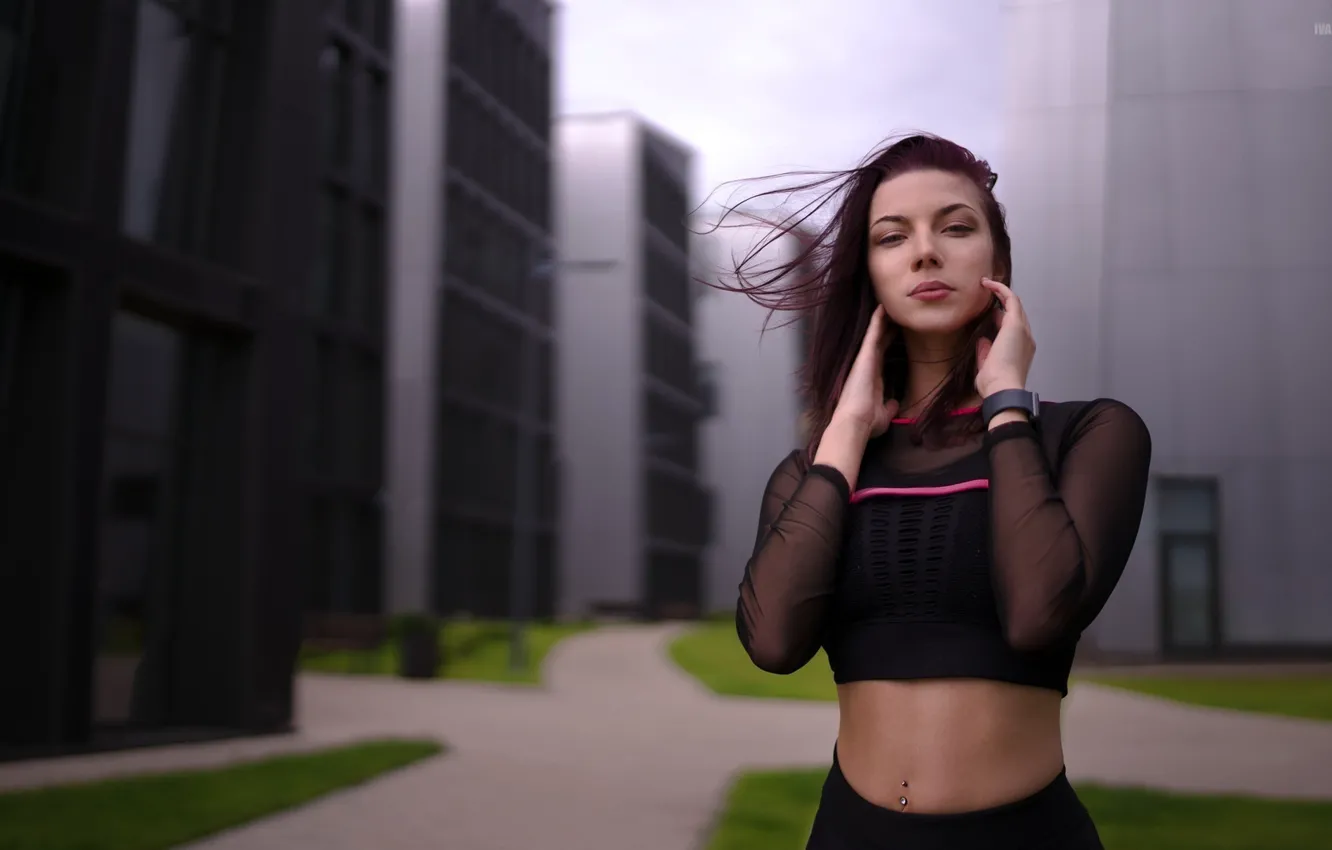 Photo wallpaper look, sexy, pose, background, model, tummy, portrait, home