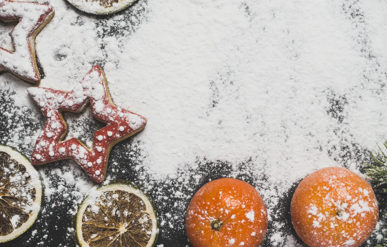 Photo wallpaper stars, holiday, new year, cookies, flour, treat
