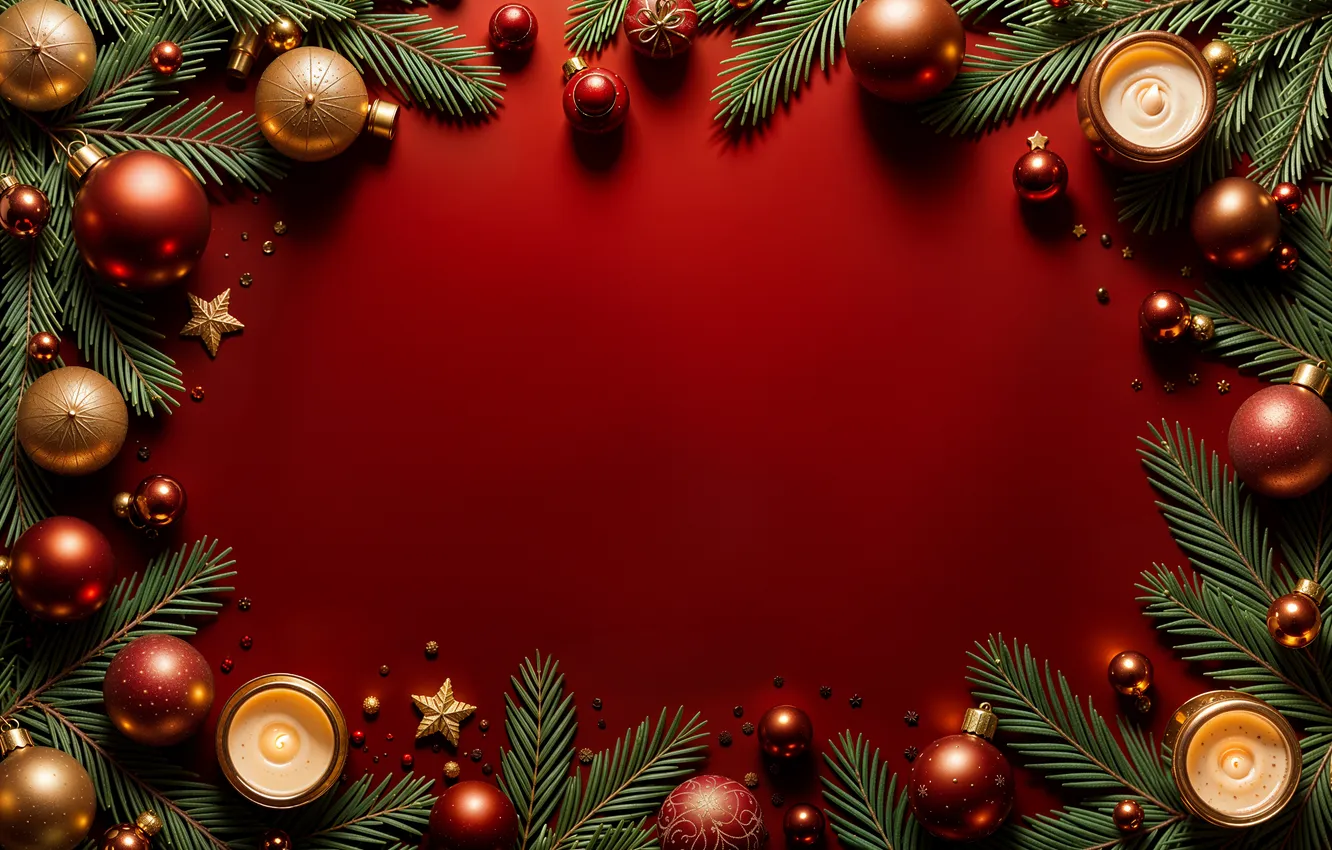 Photo wallpaper decoration, balls, Christmas, New year, golden, new year, Christmas, balls
