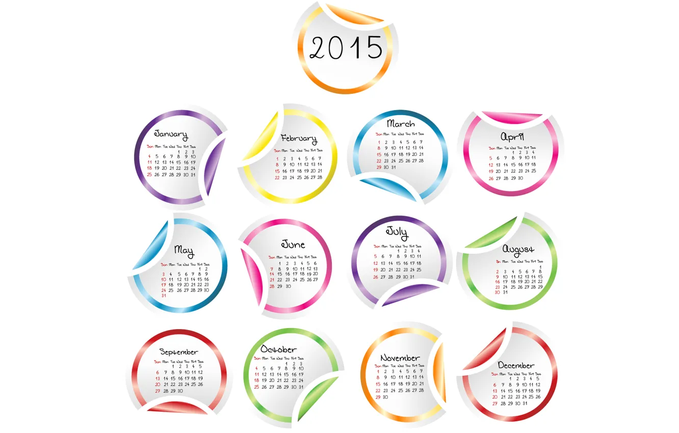 Photo wallpaper calendar, year, 2015