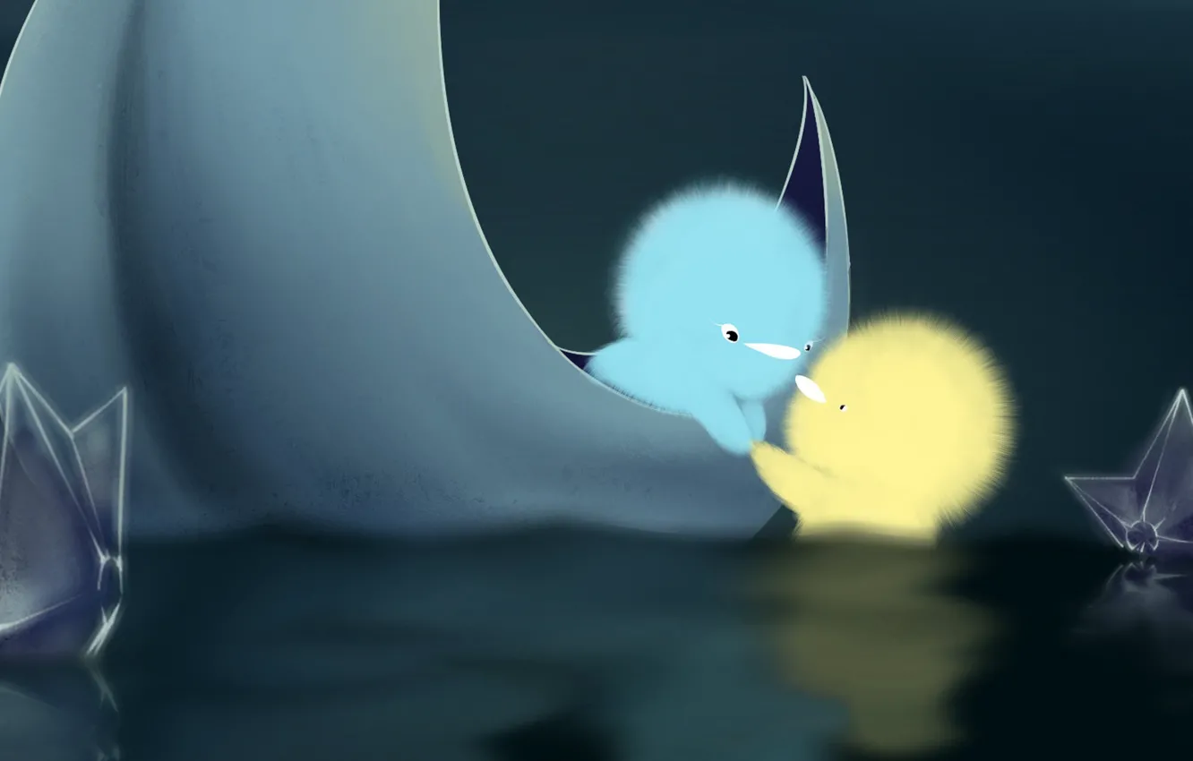 Photo wallpaper stars, chickens, art, boat, children's, for children