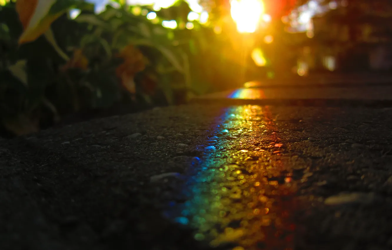 Photo wallpaper asphalt, the sun, light, rainbow, MissCaptianObvious =) (deviantart)