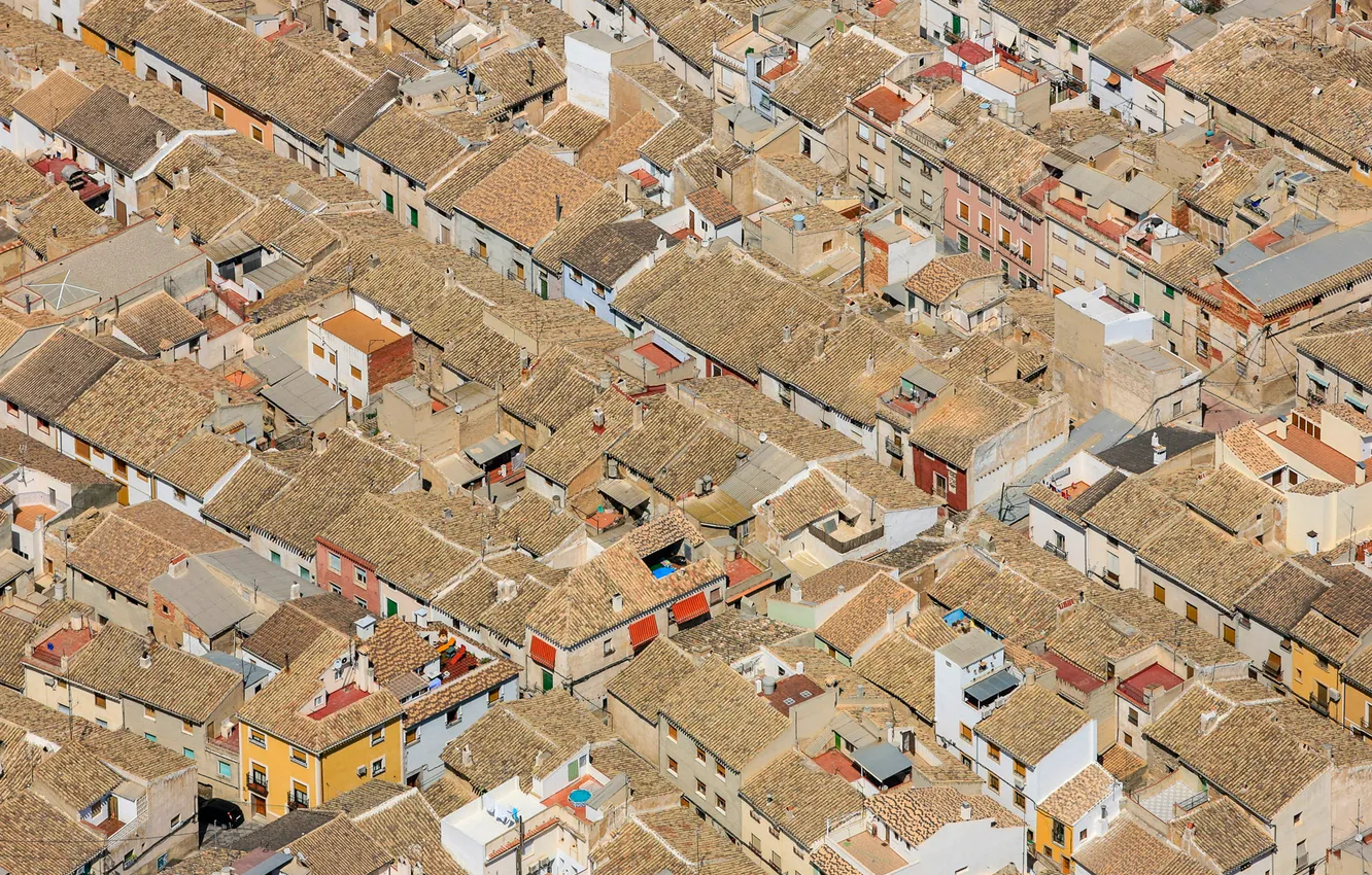 Photo wallpaper roof, home, texture, panorama, Spain, Murcia, Caravaca de La Cruz